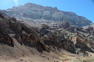 
Aconcagua West Face Mid-Morning From Plaza de Mulas Base Camp
